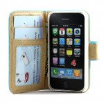 Wholesale iPhone 4S / 4 Square Flip Leather Wallet Case (Blue)